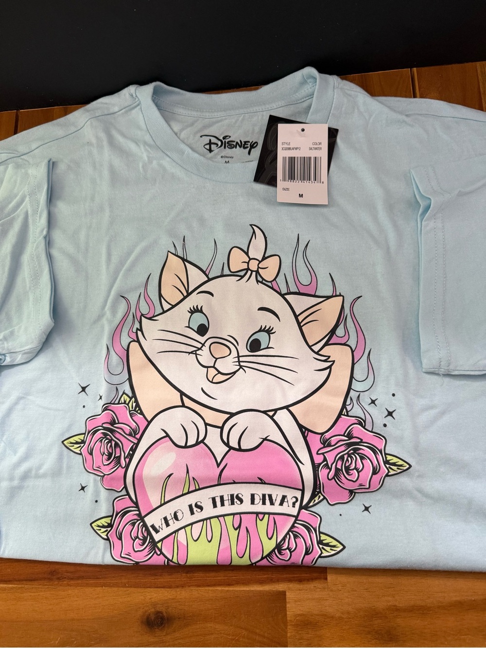 Disney Women’s ' Light Blue Marie Graphic Tee - Picture 2 of 2